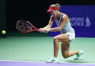 SINGAPORE - OCTOBER 22:  Angelique Kerber of Germany practices prior to the BNP Paribas WTA Finals Singapore at Singapore Sports Hub on October 22, 2016 in Singapore.  (Photo by Clive Brunskill/Getty Images)
